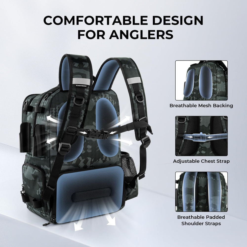 KastKing BaitSpace ergonomic back pad supports comfortable all-day wear