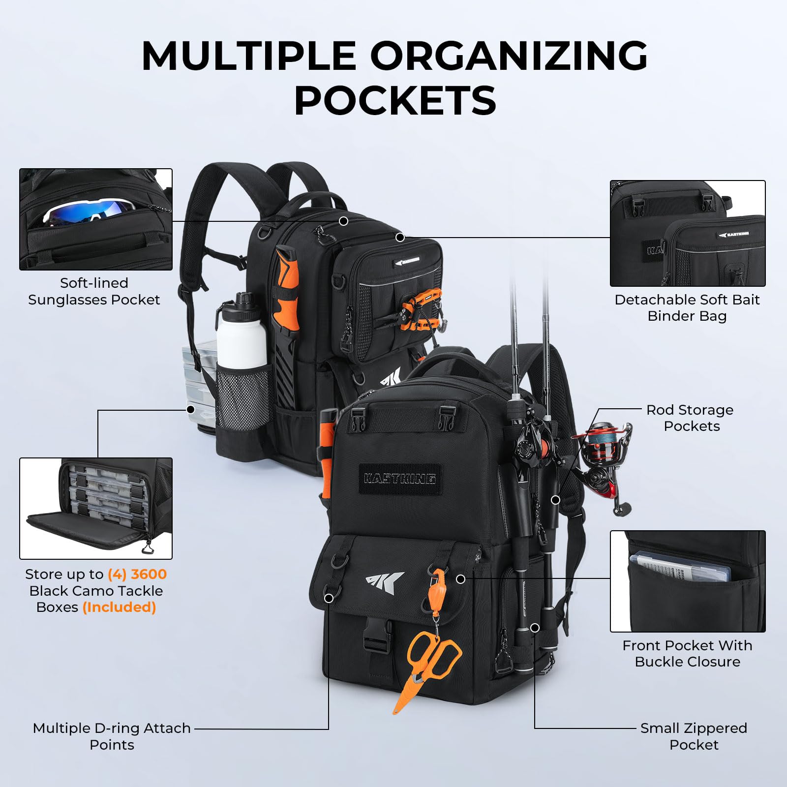 KastKing BaitSpace customizable compartments illustrate flexible space per trip.