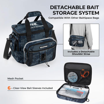 KastKing BaitSpace padded shoulder strap enhances comfortable carrying on long days