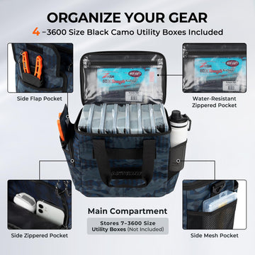 KastKing BaitSpace water-resistant fabric protects gear in wet conditions