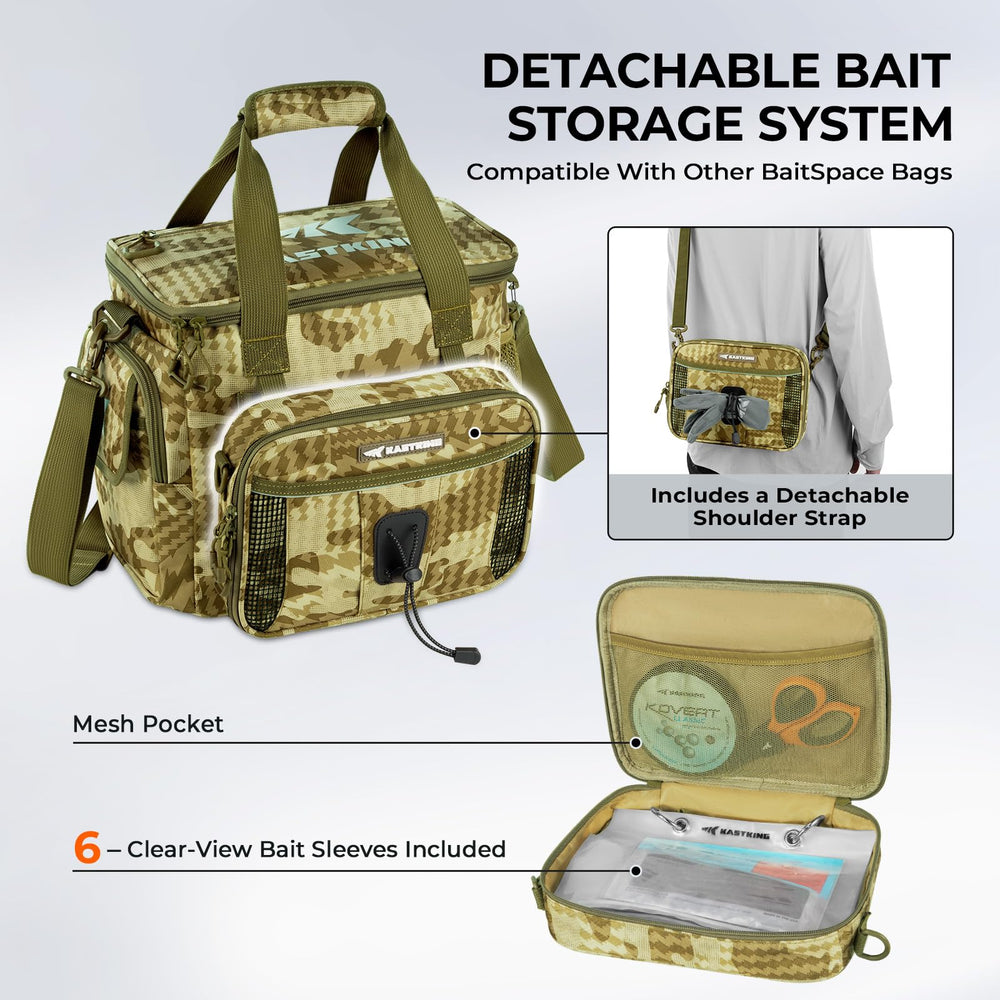 KastKing BaitSpace heavy-duty-nylon-fabric shot emphasizes rugged build for rough terrain.