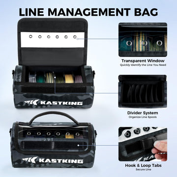 KastKing BaitSpace with clear view window enables quick spool identification on the water.