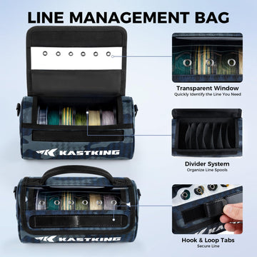 KastKing BaitSpace with clear view window highlights leader spools at a glance.