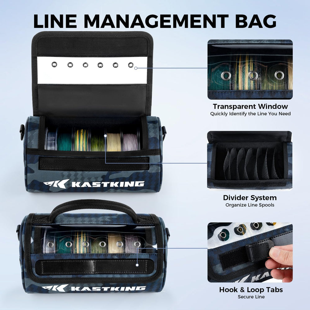 KastKing BaitSpace with clear view window highlights leader spools at a glance.