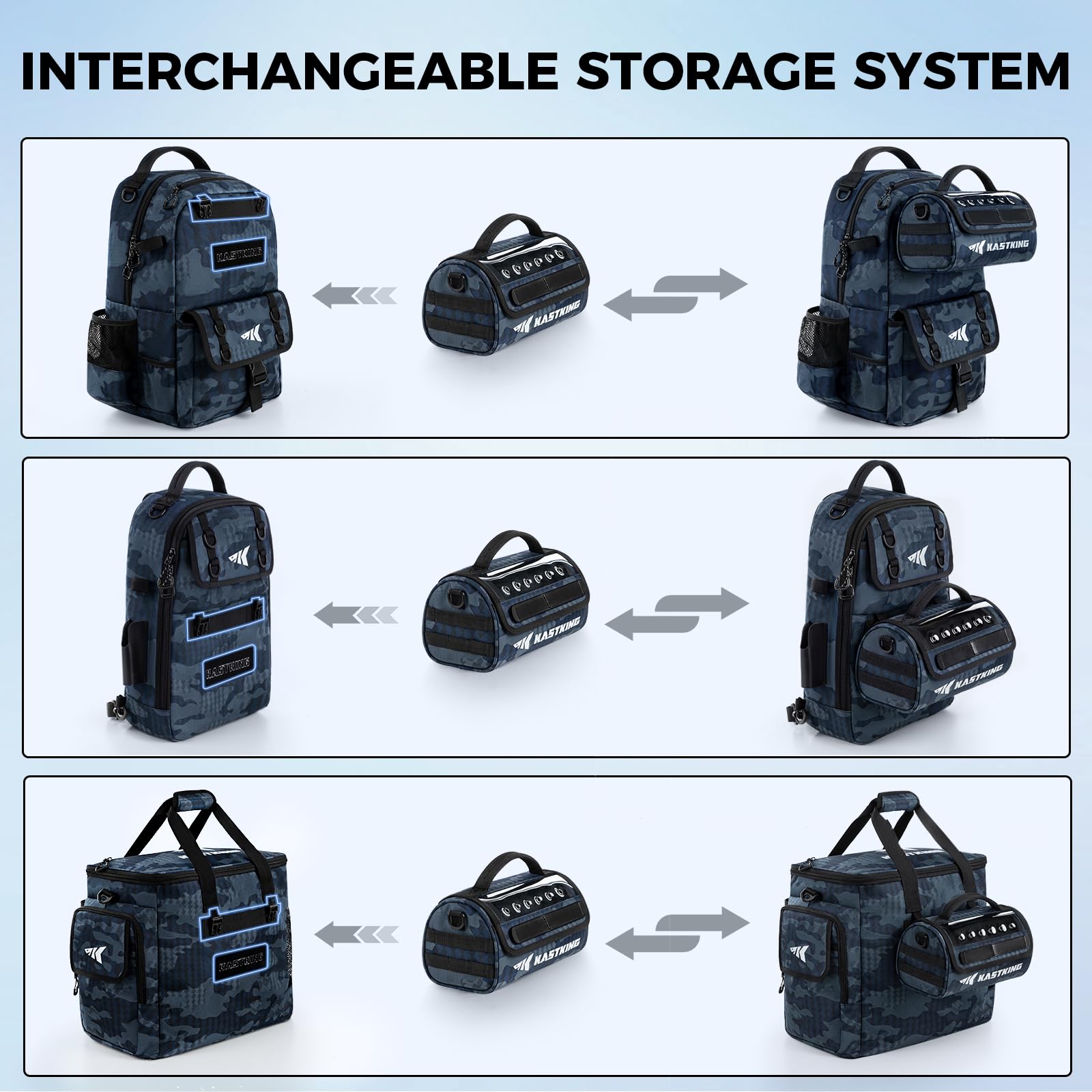 KastKing BaitSpace divider removal converts to a compact tackle bag.