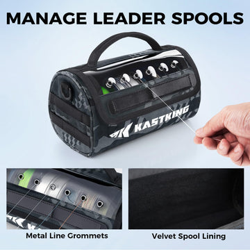 KastKing BaitSpace tangle-free storage keeps leader lines neat during fishing sessions.
