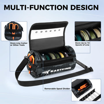 KastKing BaitSpace holds up to 10 spools for versatile line management on board.