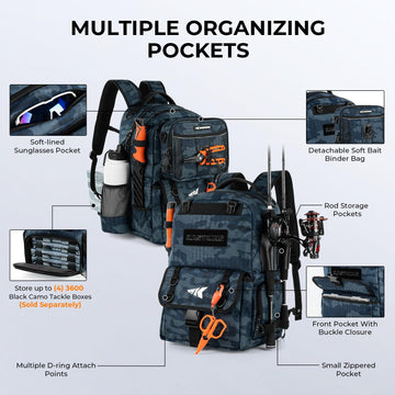 KastKing BaitSpace main compartment two-section layout enables flexible tackle setup.