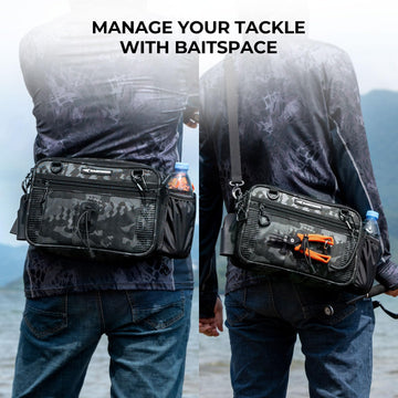 KastKing BaitSpace adjustable belt with shoulder conversion option.