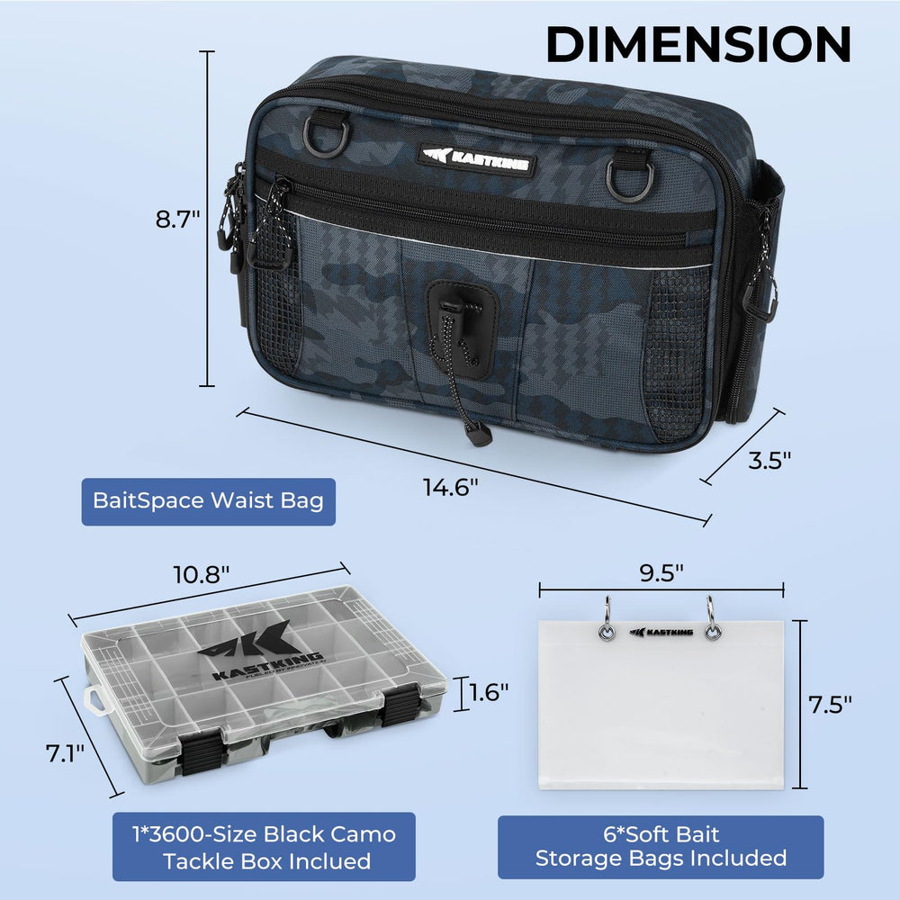 Rod pocket and plier pocket features on the waist bag