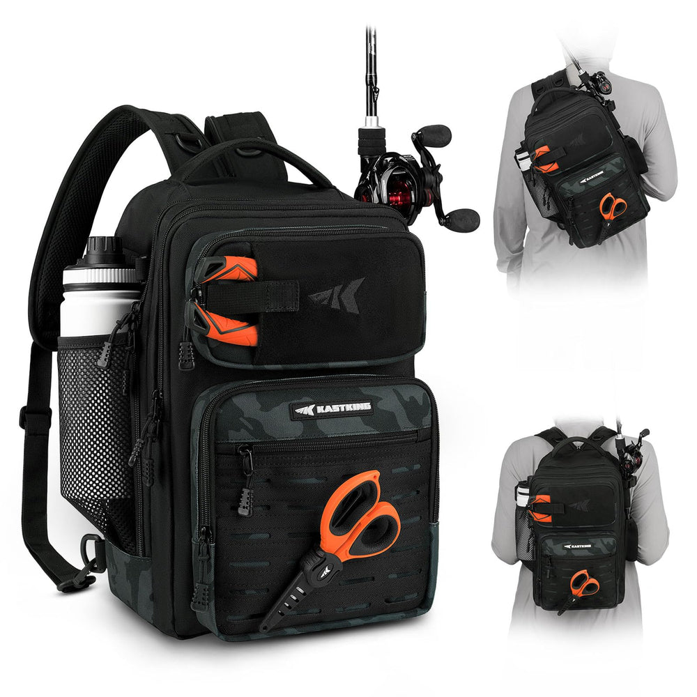 KastKing BlowBak front view tactical sling bag showing compact design for quick day trips.