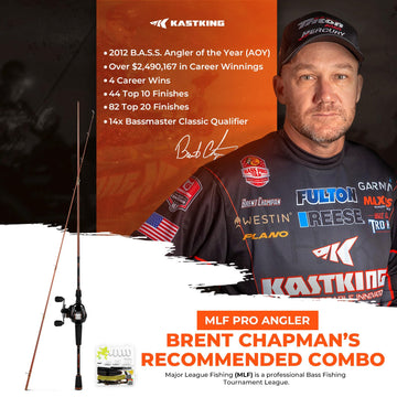 KastKing Brent Chapman rod and reel combo pre-spooled for instant fishing readiness.