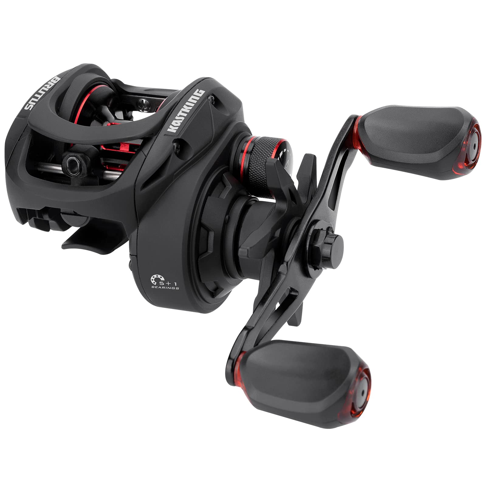 KastKing Brutus reel frame highlighting rugged graphite construction for durability and comfort.