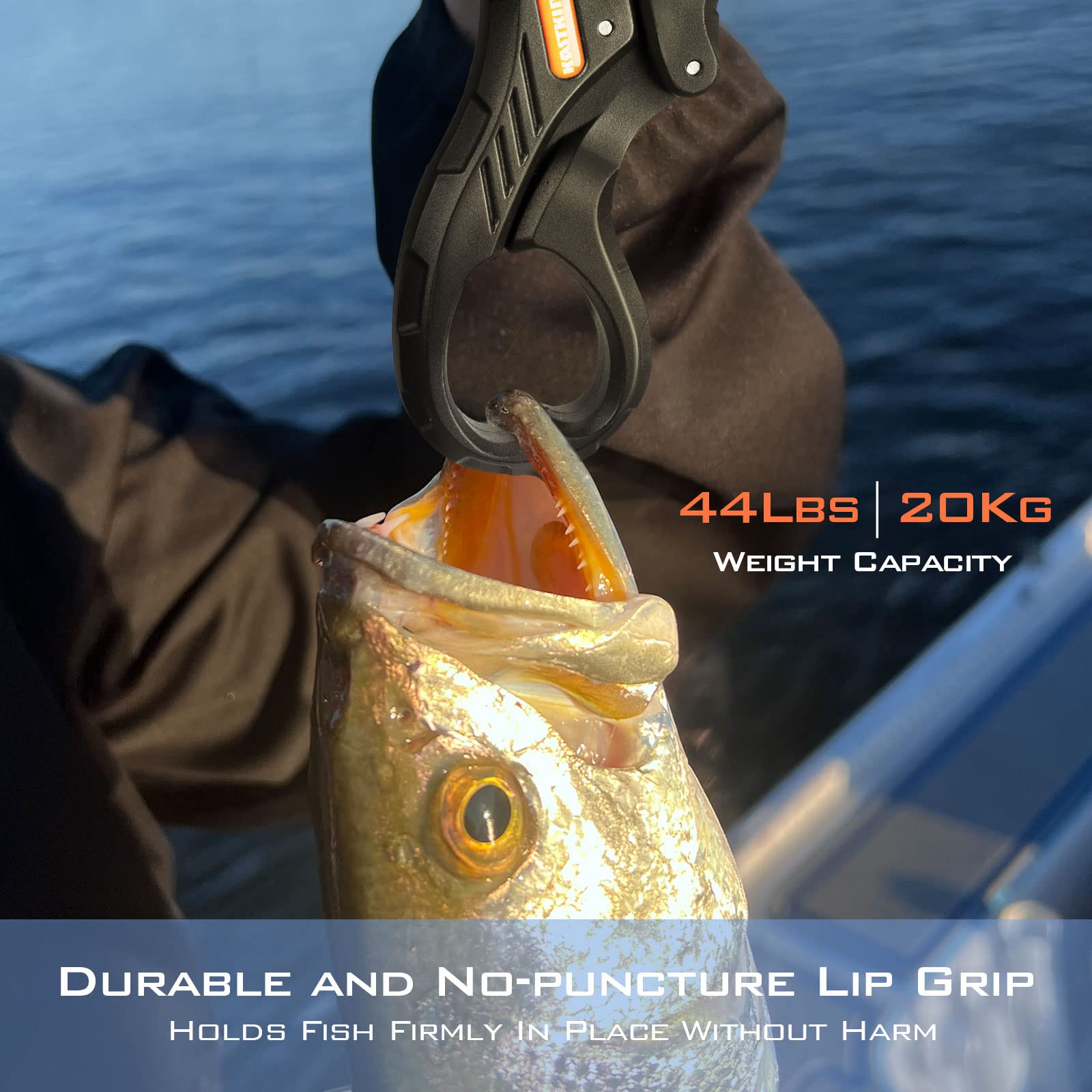 KastKing Brutus lip grip secures fish for safe handling and release.