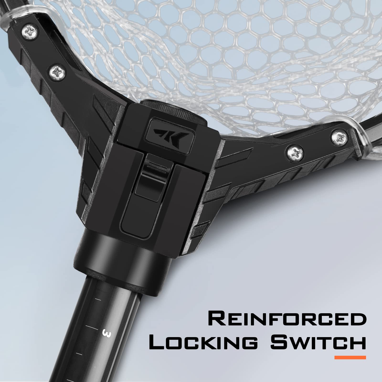 KastKing Brutus silicone-clear net minimizes snagging and supports smooth catch-and-release.
