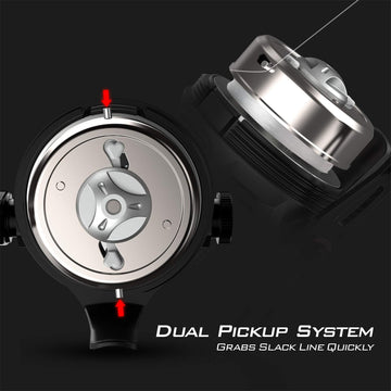 KastKing Brutus Spincast reel spool with pre-spooled line for instant fishing setup.