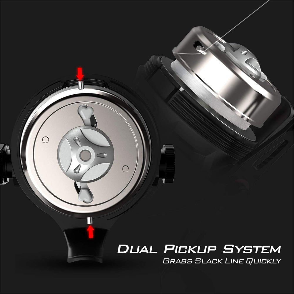 KastKing Brutus Spincast reel spool with pre-spooled line for instant fishing setup.