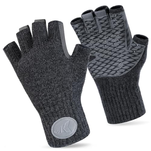 KastKing Bully Wooly fingerless gloves provide precise knot-tying and tactile control in cold conditions.