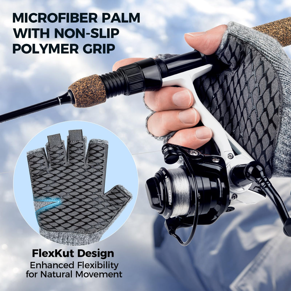 KastKing Bully Wooly fingerless gloves ideal for ice fishing and outdoor tasks in cold conditions.
