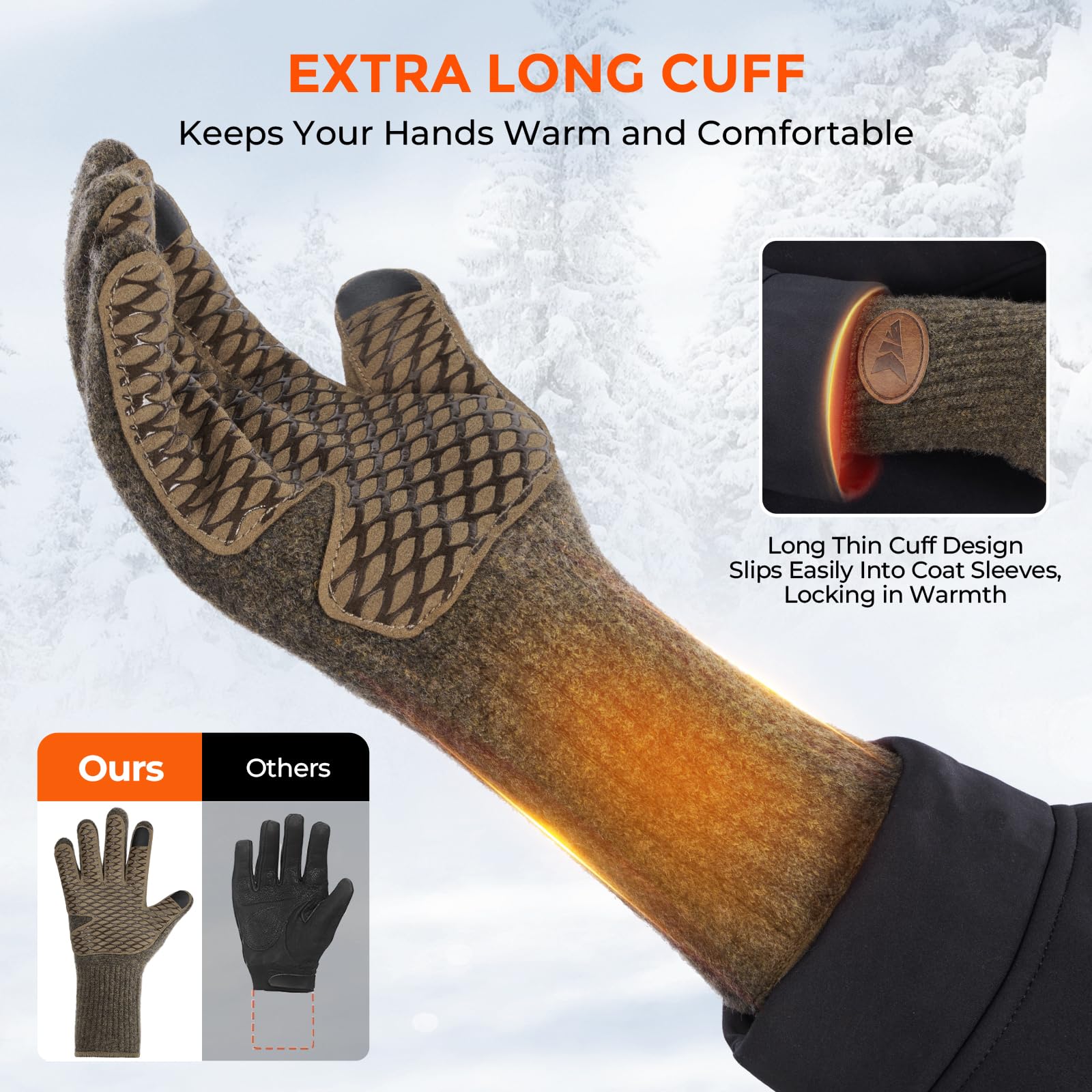 KastKing Bully Wooly gloves use flexible four-way stretch for natural hand movement.
