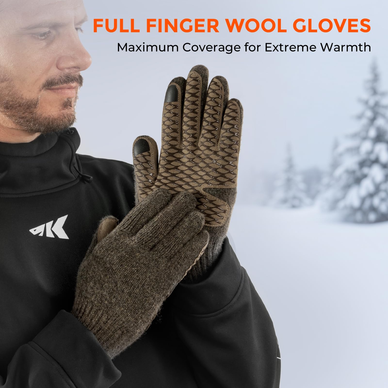 KastKing Bully Wooly gloves feature a non-slip palm grip for secure handling.