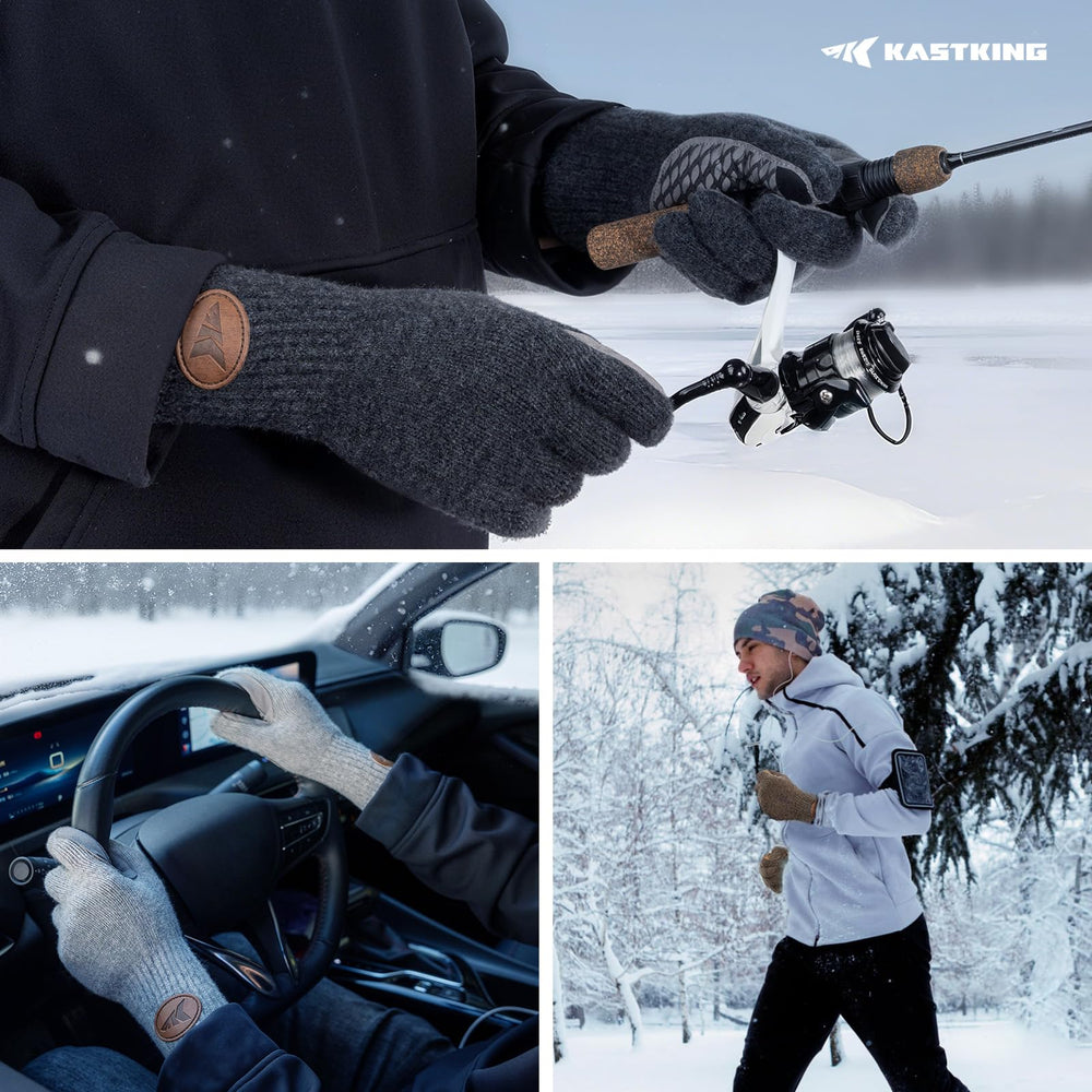 KastKing Bully Wooly gloves suit winter activities like fishing and hiking with color options.
