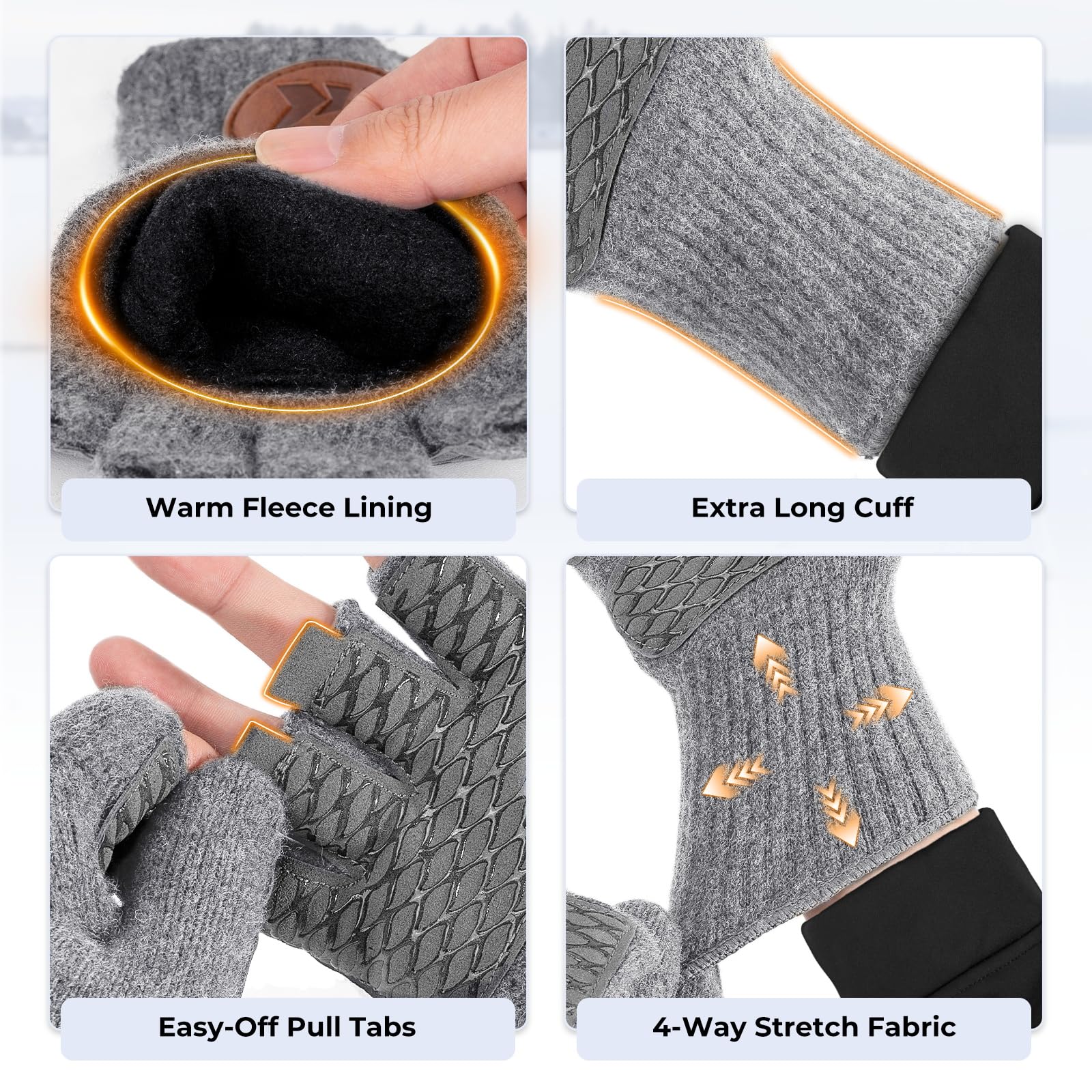 KastKing Bully Wooly Mittens 4-way stretch for dexterity in cold weather