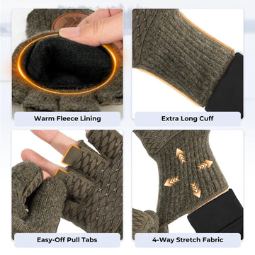 KastKing Bully Wooly Mittens 4-way stretch for dexterity without losing warmth.