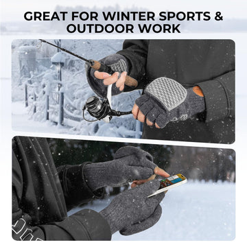 KastKing Bully Wooly Mittens ideal for ice fishing, skiing, and outdoor use