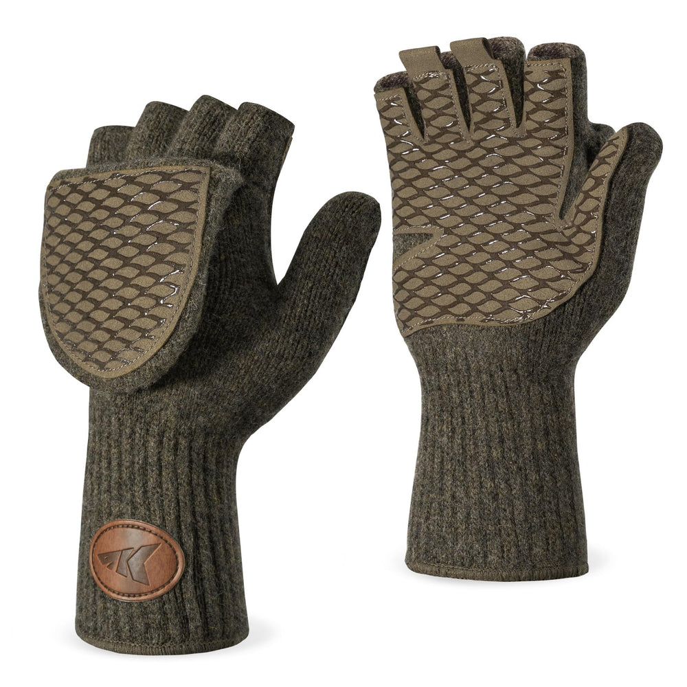 KastKing Bully Wooly Mittens magnetic flip-top for quick finger access in cold fishing.