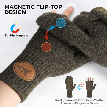 KastKing Bully Wooly Mittens non-slip microfiber palm grip for secure handling in wet conditions.