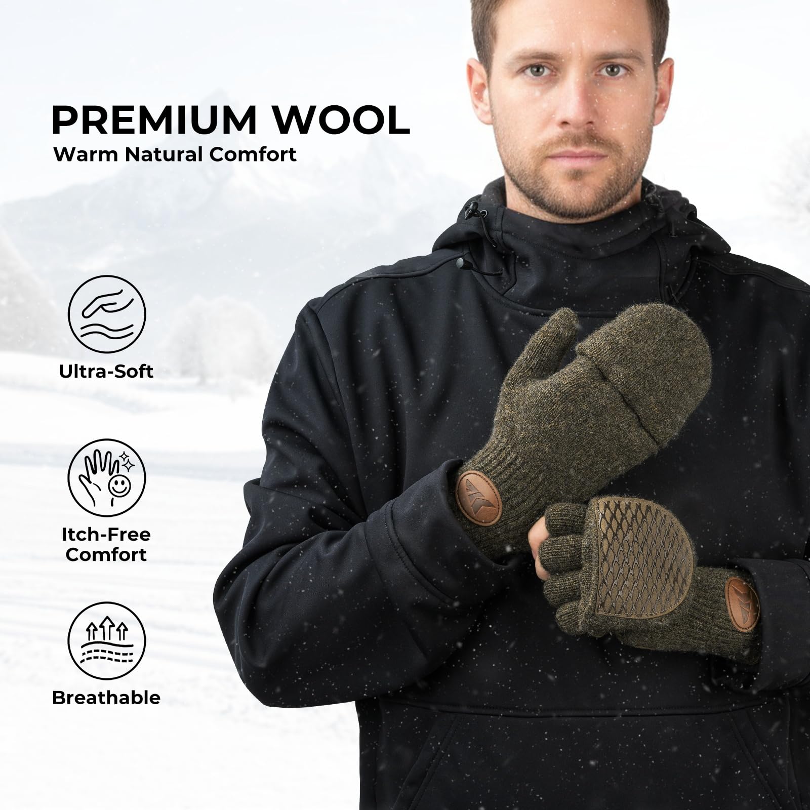 KastKing Bully Wooly Mittens non-slip microfiber palm keeps gear secure in wet conditions.