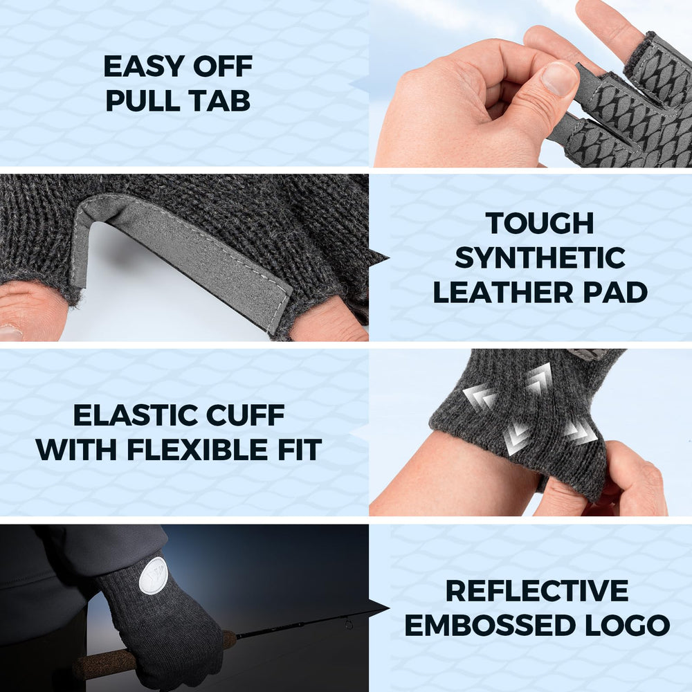 KastKing Bully Wooly features pull tab for easy on-and-off in cold conditions.