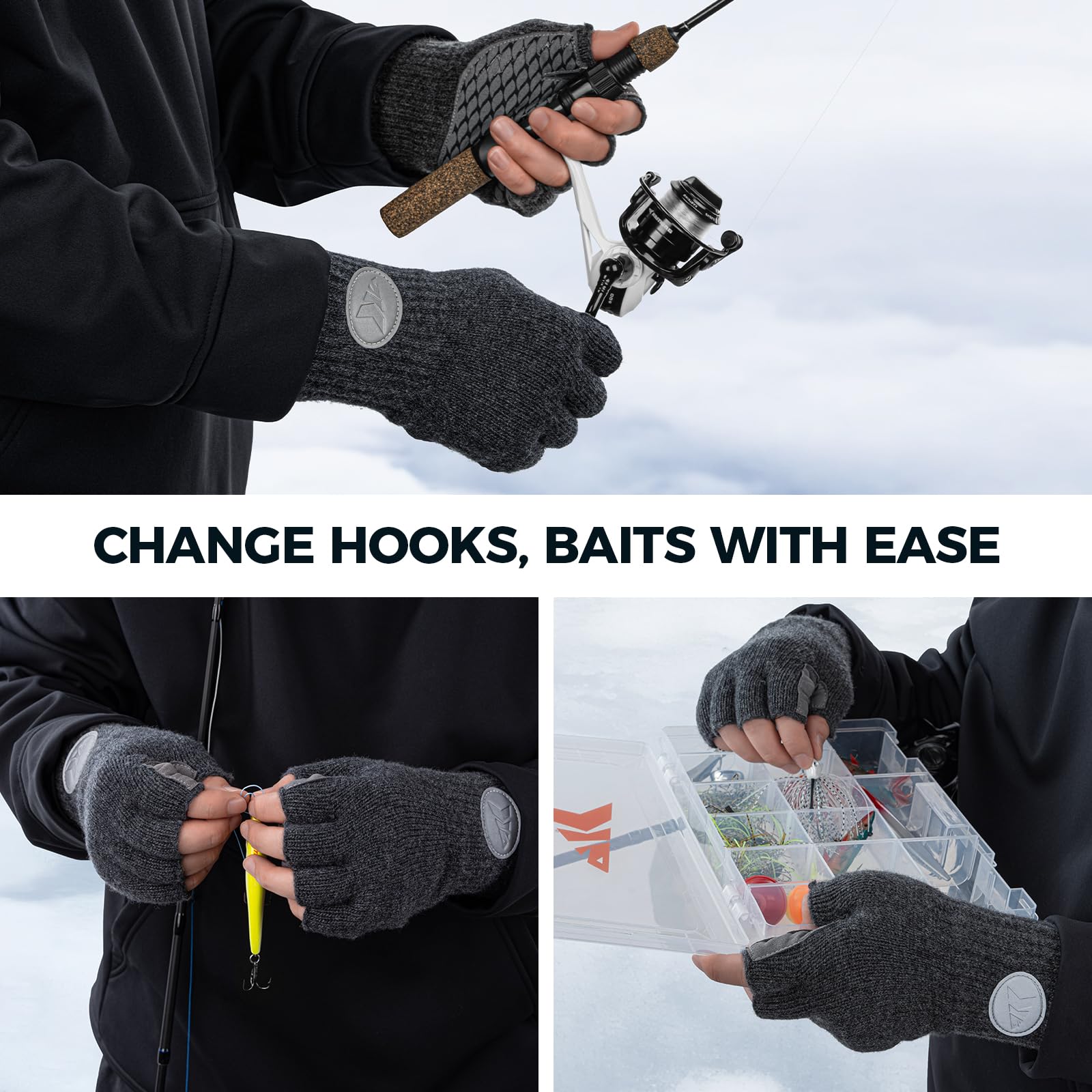 KastKing Bully Wooly warmth from wool-nylon blend guards hands in chilly weather.