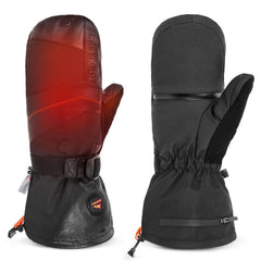 Front view of KastKing Calido Heated Mitten showing black shell and fleece interior