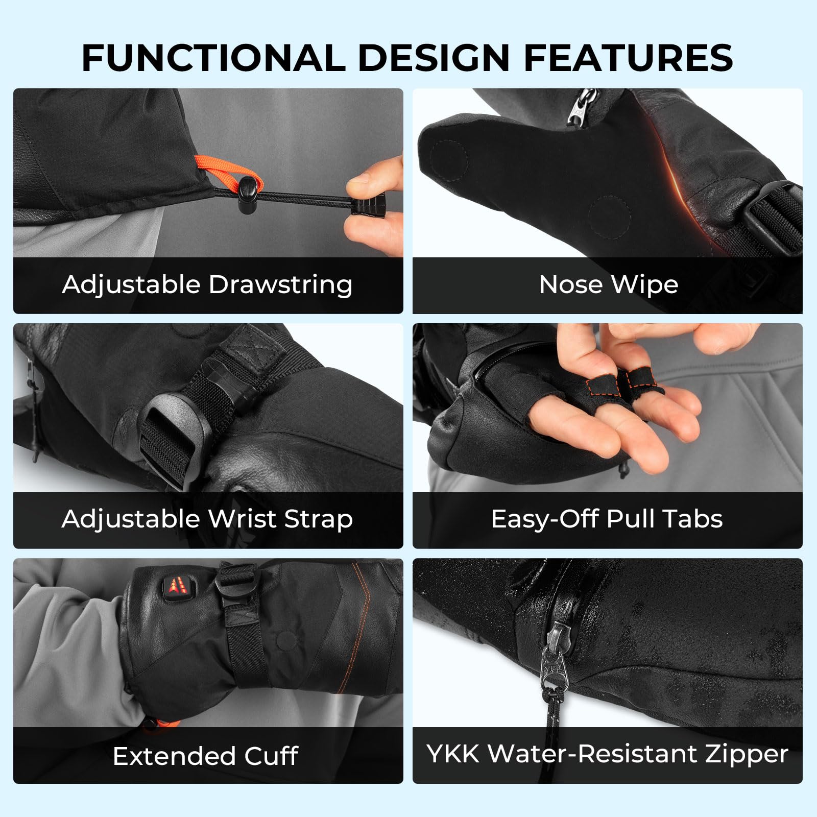 Waterproof and windproof shell of KastKing Calido Heated Mittens