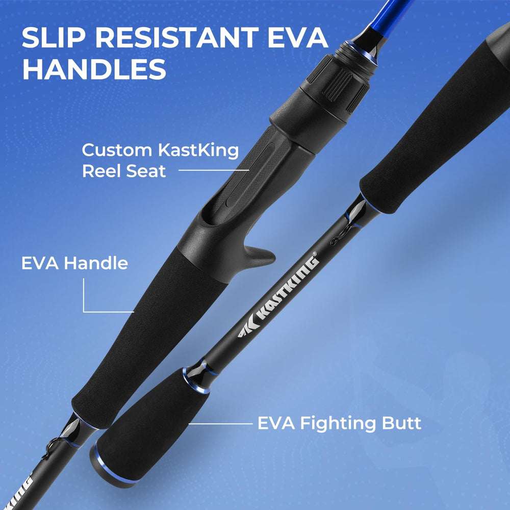 KastKing Centron two-piece rod assembly illustrating travel-friendly design.
