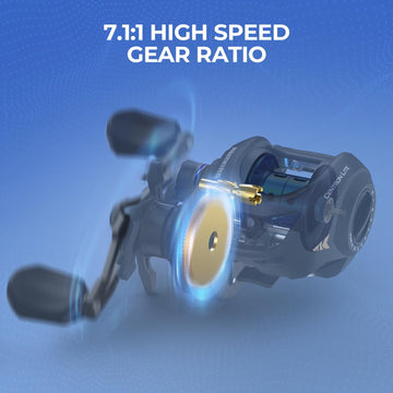 KastKing Centron reel with loaded spool and solid graphite frame.