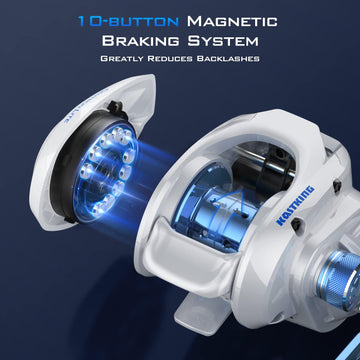KastKing Centron Lite 10-magnet braking with outside adjustment.