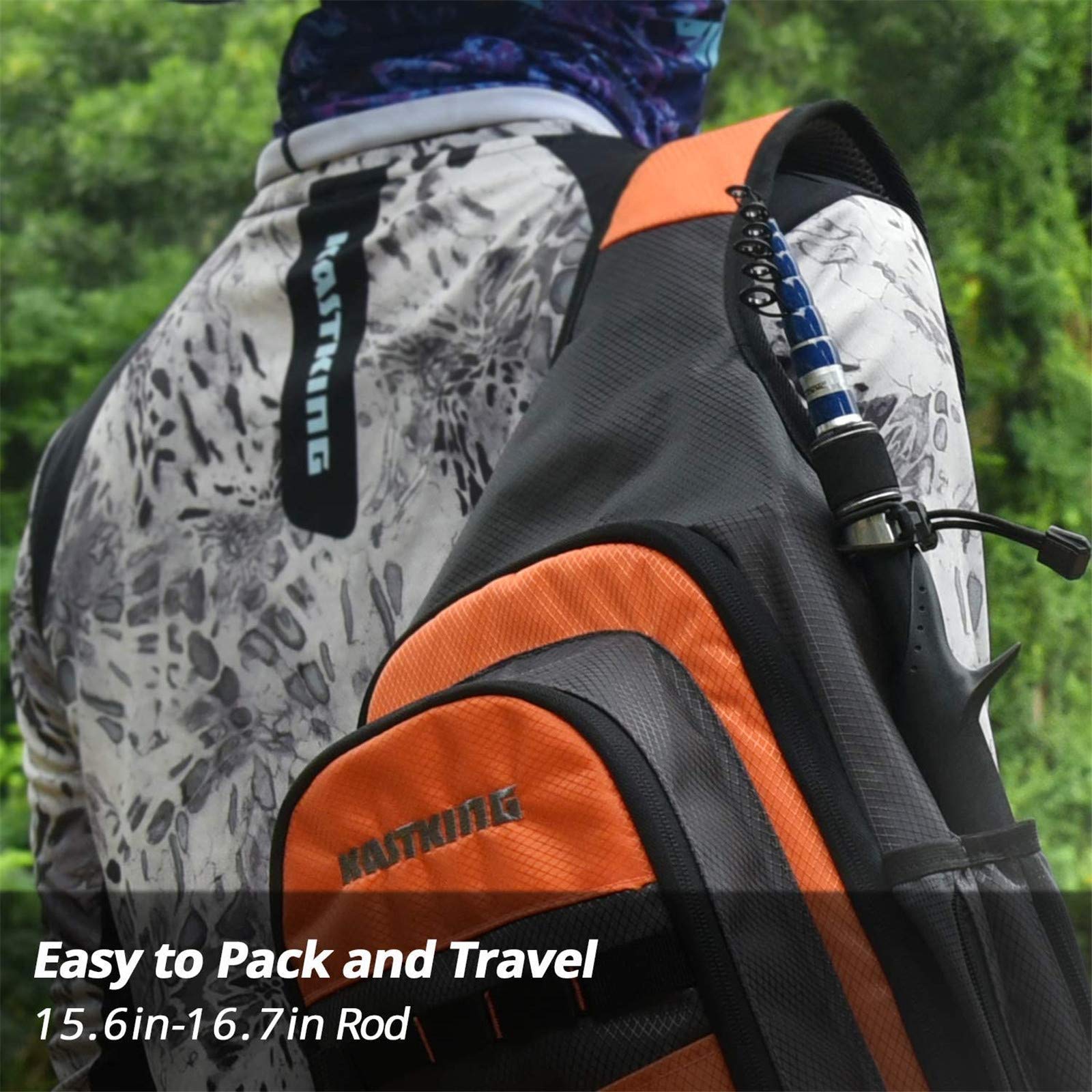 KastKing Compass travel pack demonstrates easy packing and portability.