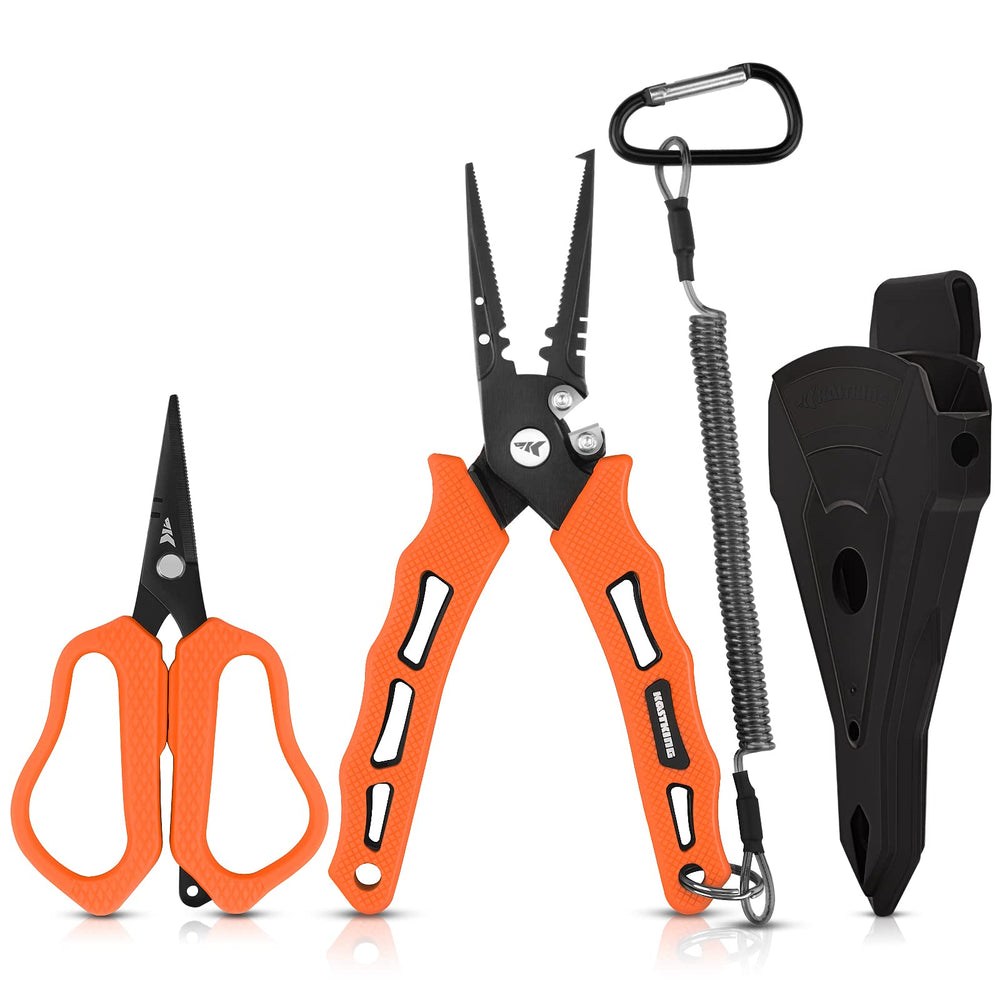 KastKing Cutthroat 7.5 inch braid scissors and pliers set with sheath
