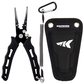 KastKing Cutthroat pliers close-up highlighting tungsten carbide cutters for clean cuts.