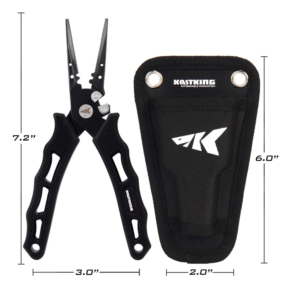 KastKing Cutthroat 7in pliers ergonomic handle view highlights one-handed use.