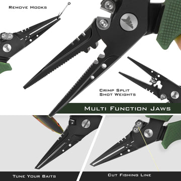 KastKing Cutthroat 7in pliers rubber-handle close-up highlighting non-slip grip.