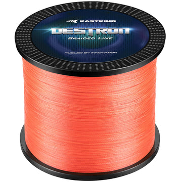 KastKing Destron braided line orange on spool for strong, reliable casts.