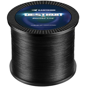 KastKing Destron braided line spool closeup in black shows high strength and reliability.