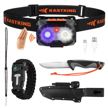 KastKing FieldLite 5-mode LED headlamp worn on head
