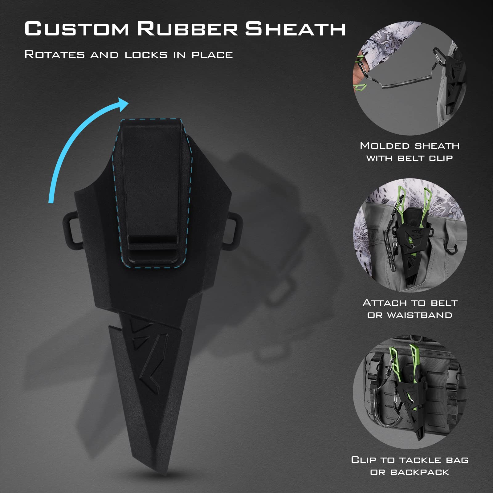 kastking gila saltwater-ready pliers with sheath demonstrates protection and easy transport.