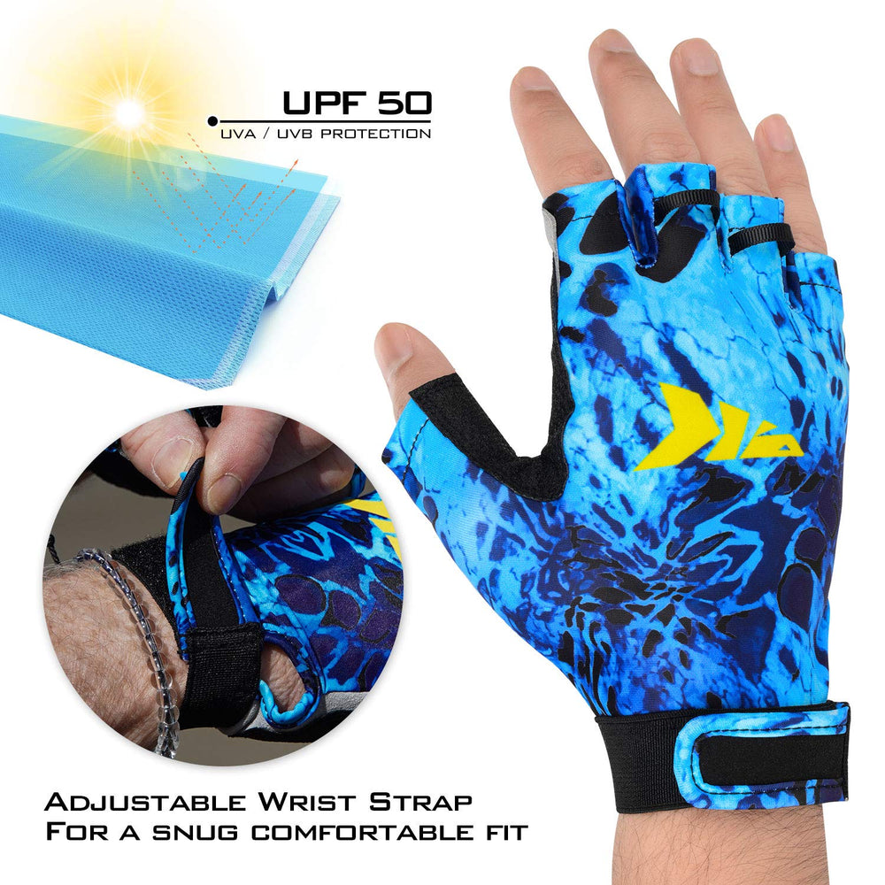 Close-up of breathable poly-spandex back on KastKing Gill Raker Gloves