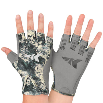 Angler wearing Gill Raker II Gloves in outdoor fishing scene